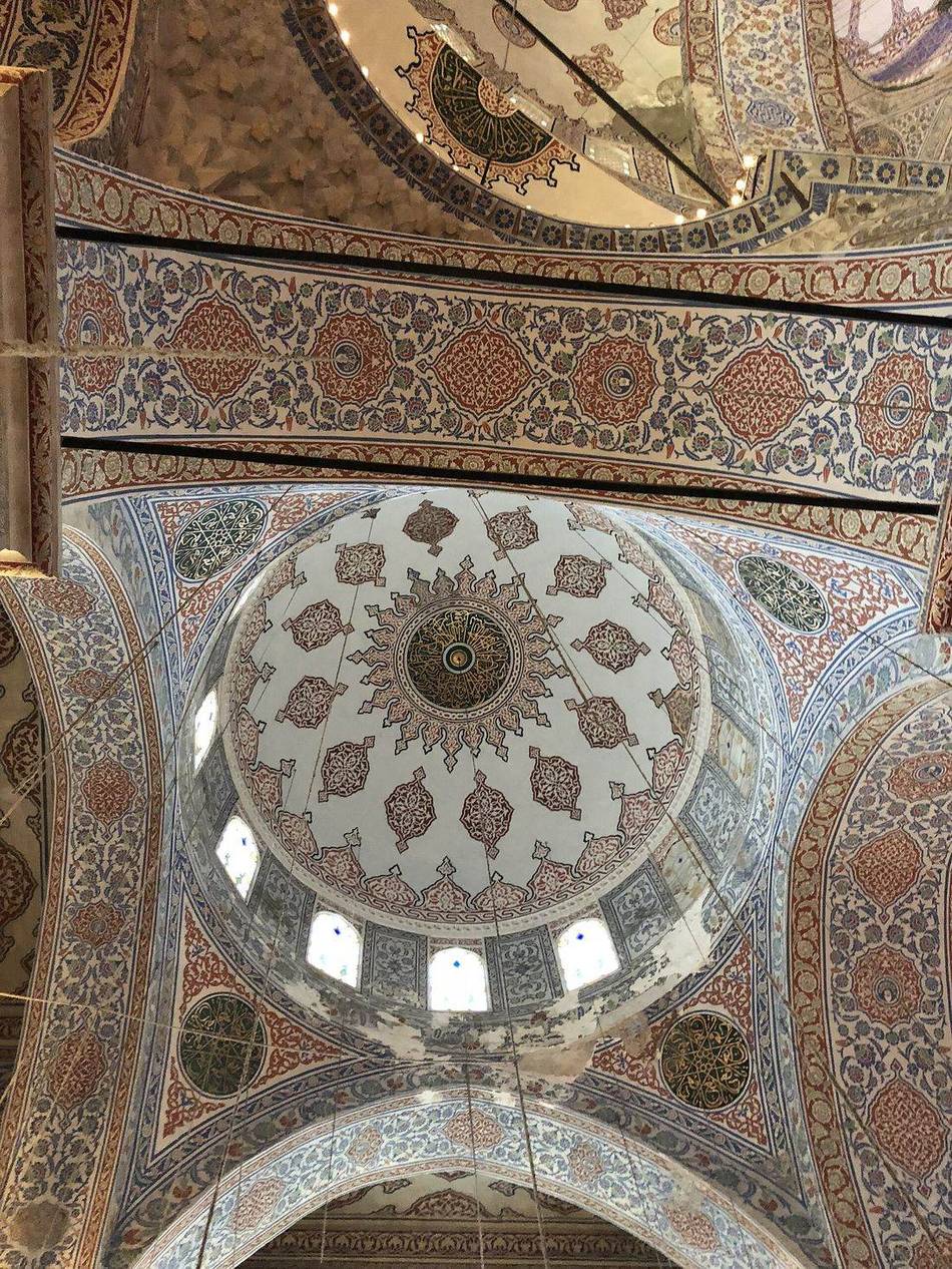 Blue tiled interior dome of the Blue Mosque (Sultan Ahmed Mosque) in Istanbul