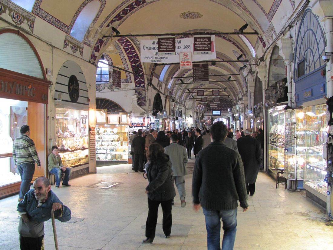 Vaulted, painted lanes of the Grand Bazaar in Istanbul