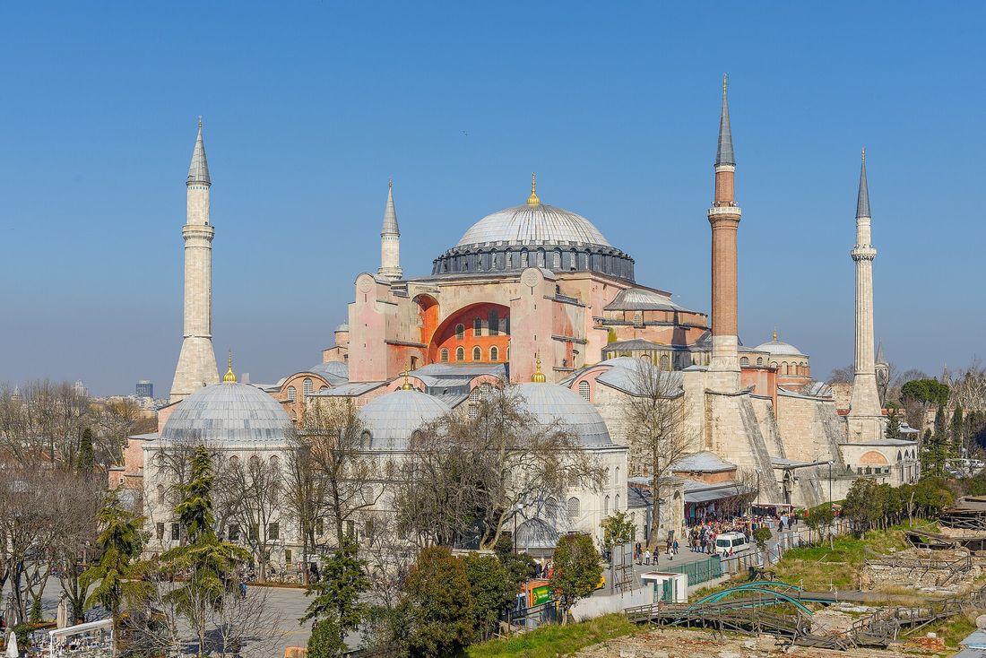 Hagia Sophia in Istanbul with its great dome and minarets